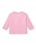 Camiseta rosa de menina com estampa colorida em giz de cera Camiseta rosa de menina com estampa colorida em giz de cera