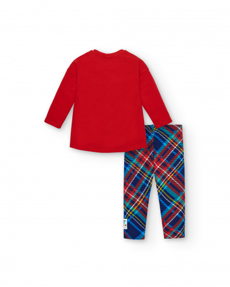 Conjunto de camiseta e leggings vermelho para menina com Conjunto de camiseta e leggings vermelho para menina com