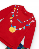 Conjunto de camiseta e leggings vermelho para menina com Conjunto de camiseta e leggings vermelho para menina com
