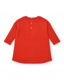 Vestido de menina vermelho com estampa gráfica coleção Big Vestido de menina vermelho com estampa gráfica coleção Big
