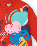 Vestido de menina vermelho com estampa gráfica coleção Big Vestido de menina vermelho com estampa gráfica coleção Big