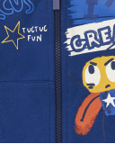 Moletom de pelúcia azul para menino com capuz e estampa gráfica Moletom de pelúcia azul para menino com capuz e estampa gráfica