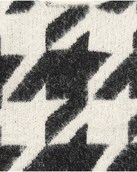 Suéter feminino de malha com estampa houndstooth macio da