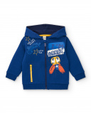 Sudadera felpa niño en azul con capucha y estampado gráfico Sudadera felpa niño en azul con capucha y estampado gráfico