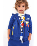 Moletom de pelúcia azul para menino com capuz e estampa gráfica Moletom de pelúcia azul para menino com capuz e estampa gráfica