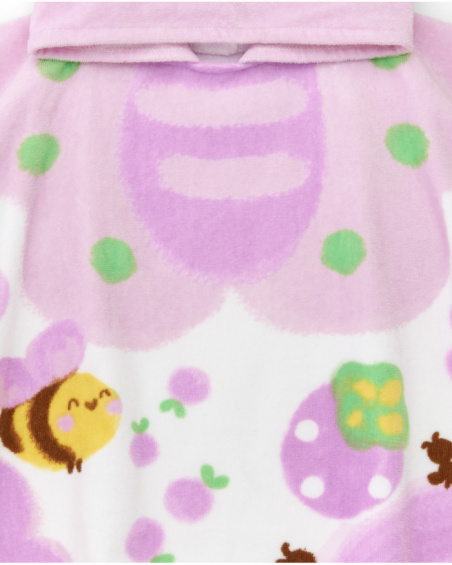 Toalla-poncho para niña color lila con estampado Toalla-poncho para niña color lila con estampado