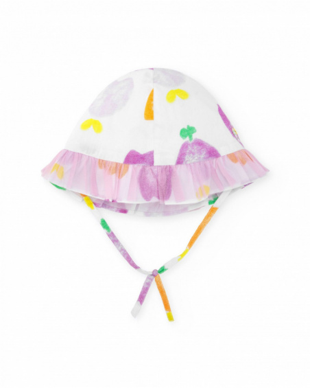 Gorro plano para niña color blanco