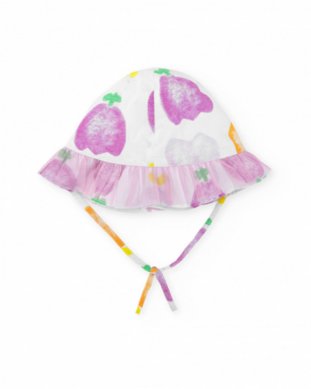 Gorro plano para niña color blanco