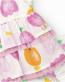 Conjunto de plana para niña con vestido blanco estampado de