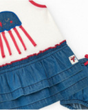 Conjunto para niña con camiseta blanca de medusa y falda denim