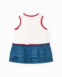 Conjunto para niña con camiseta blanca de medusa y falda denim