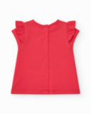 Conjunto para niña con camiseta roja de ballena y pantalón