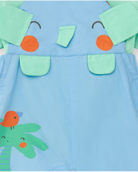 Conjunto de plana para niño con peto de elefante y palmera y