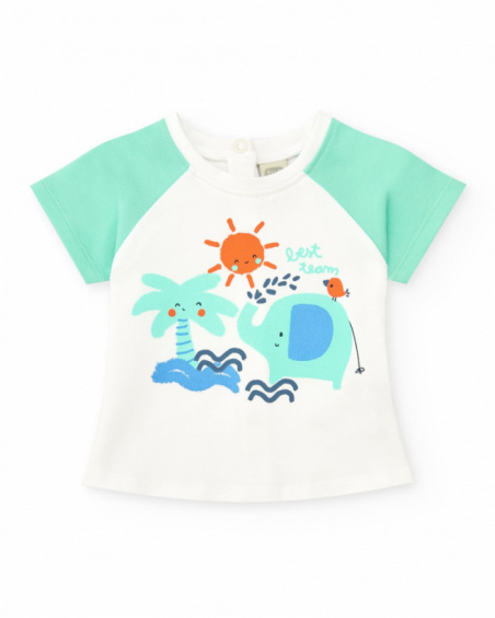 Conjunto para niño con camiseta blanca de estampado tropical y
