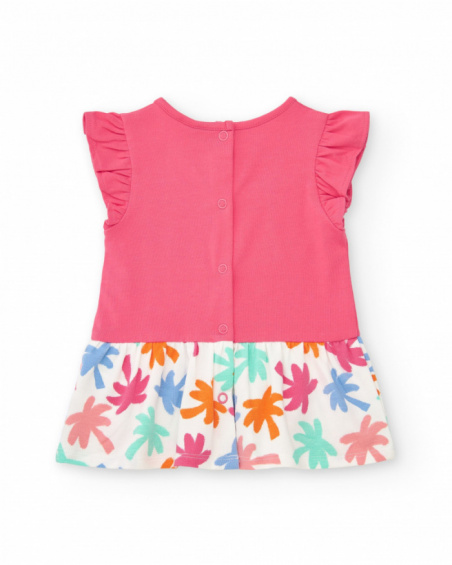 Conjunto fucsia para niña con vestido de sol y braguita con