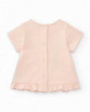 Conjunto crema y rosa para niña con camiseta de elefante