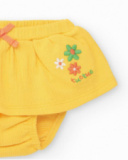Conjunto para niña con blusa de flores y braguita amarilla