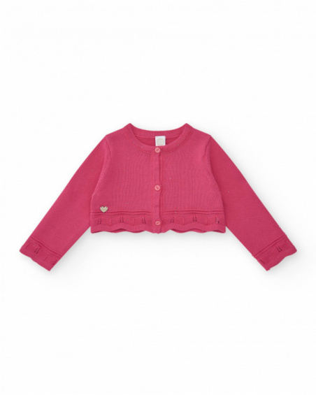 Chaqueta rosa corta para niña con aplique metálico