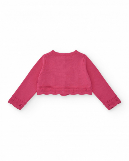 Chaqueta rosa corta para niña con aplique metálico