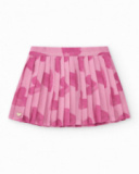 Falda plisada rosa para niña con estampado abstracto