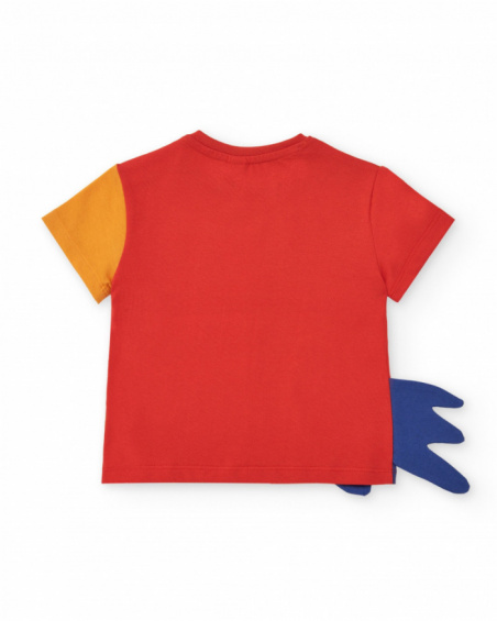 Camiseta multicolor para niño con tucán y apliques