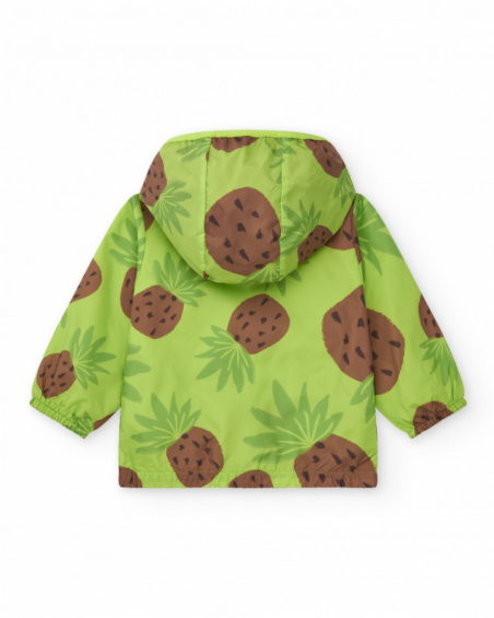 Cortavientos verde para niño con estampado de piñas
