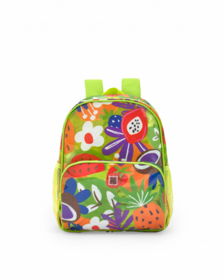 Mochila multicolor para niña con estampado tropical Mochila multicolor para niña con estampado tropical