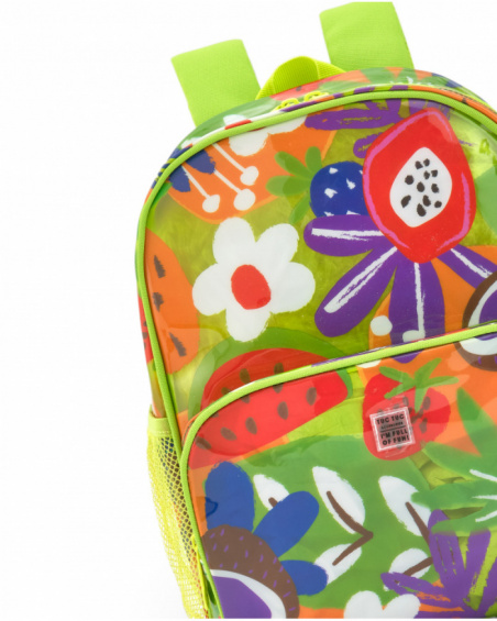 Mochila multicolor para niña con estampado tropical Mochila multicolor para niña con estampado tropical