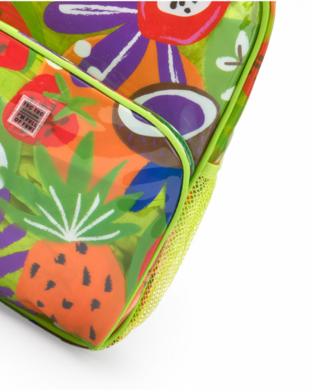 Mochila multicolor para niña con estampado tropical Mochila multicolor para niña con estampado tropical
