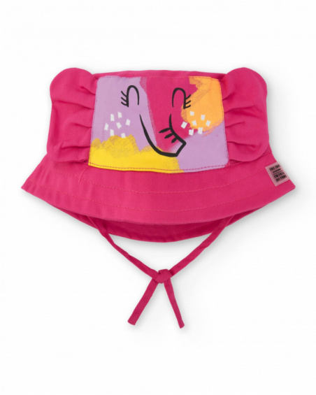 Gorro para niña en fucsia con estampado de elefante