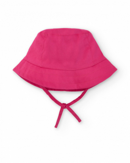 Gorro para niña en fucsia con estampado de elefante