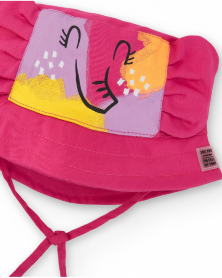 Gorro para niña en fucsia con estampado de elefante