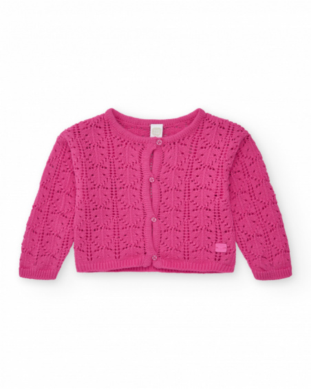 Chaqueta para niña en rosa con botones frontales