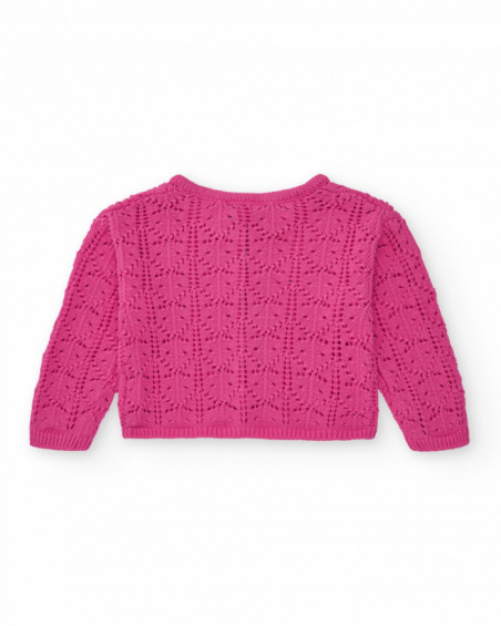 Chaqueta para niña en rosa con botones frontales