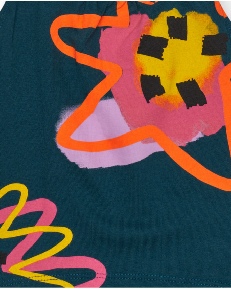 Camiseta sin mangas para niña en verde con estampado y cierre