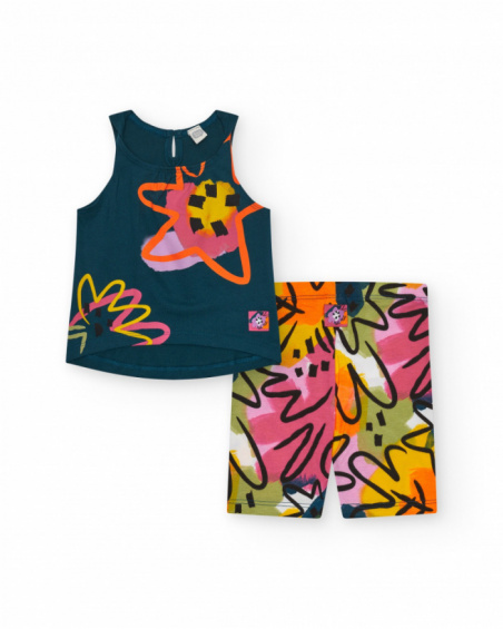 Conjunto para niña con camiseta de tirantes y leggings ciclistas