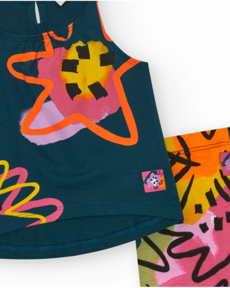 Conjunto para niña con camiseta de tirantes y leggings ciclistas
