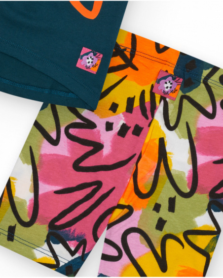 Conjunto para niña con camiseta de tirantes y leggings ciclistas