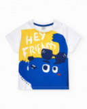 Conjunto para niño con camiseta blanca y bermuda azul