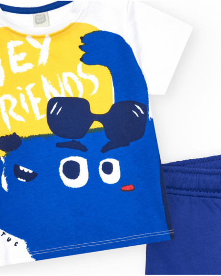 Conjunto para niño con camiseta blanca y bermuda azul
