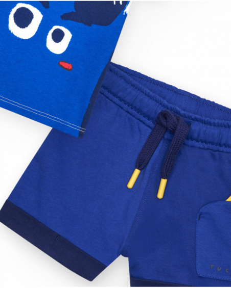 Conjunto para niño con camiseta blanca y bermuda azul