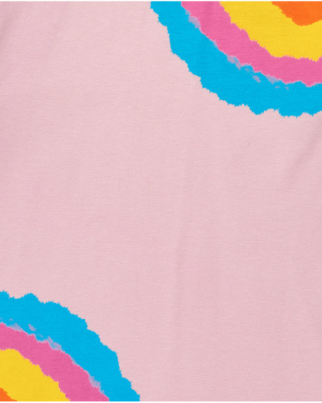 Vestido para niña en rosa con arcoíris y botones en el cuello