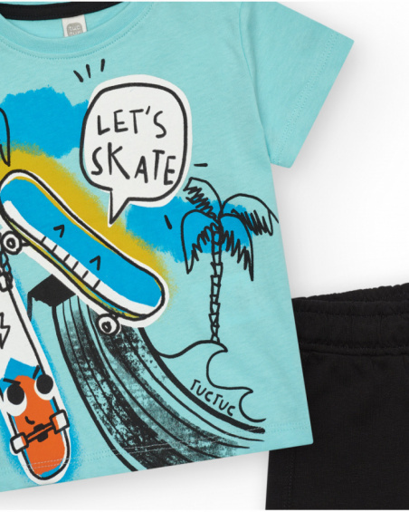 Conjunto para niño con camiseta azul y short negro