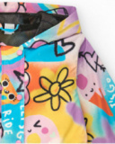 Cortavientos para niña en rosa con estampado de flores y rayos