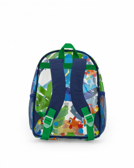 Mochila para niño en azul con peces y bolsillo transparente Mochila para niño en azul con peces y bolsillo transparente