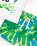 Conjunto para niño con camiseta blanca y bermuda tropical