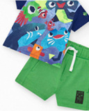 Camiseta para niño en azul con estampado marino