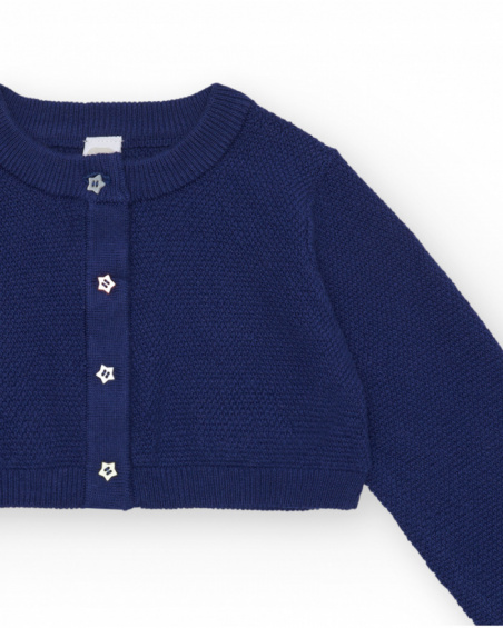 Chaqueta para niña en azul marino con botones de estrellas