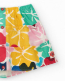 Saia para menina com estampa floral multicolorida e botões