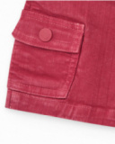 Shorts-saia vermelho para menina com cintura ajustável e bolso
